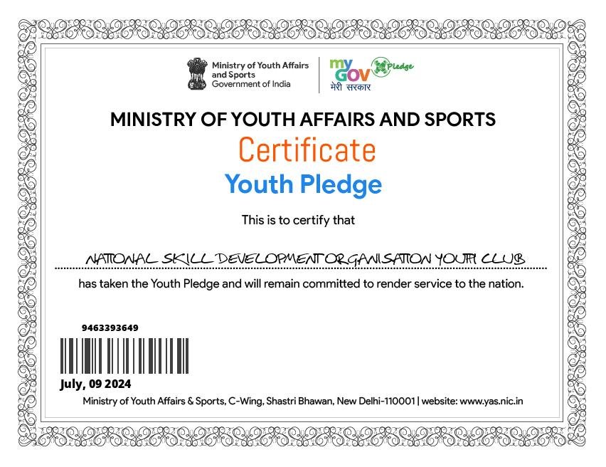 NSDO Pledge Certificate